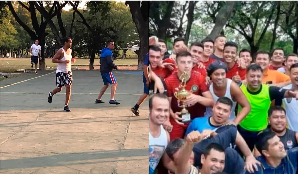 Ronaldinho fue la figura de su equipo en el partido de fútbol en la cárcel donde está preso en Paraguay. | Foto: ABC Digital Ronaldinho fue la figura de su equipo en el partido de fútbol en la cárcel donde está preso en Paraguay. | Foto: ABC Digital