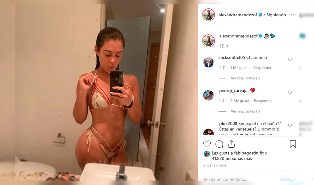 Alexandra Méndez dejó poco a la imaginación con atrevido 'selfie' en el baño