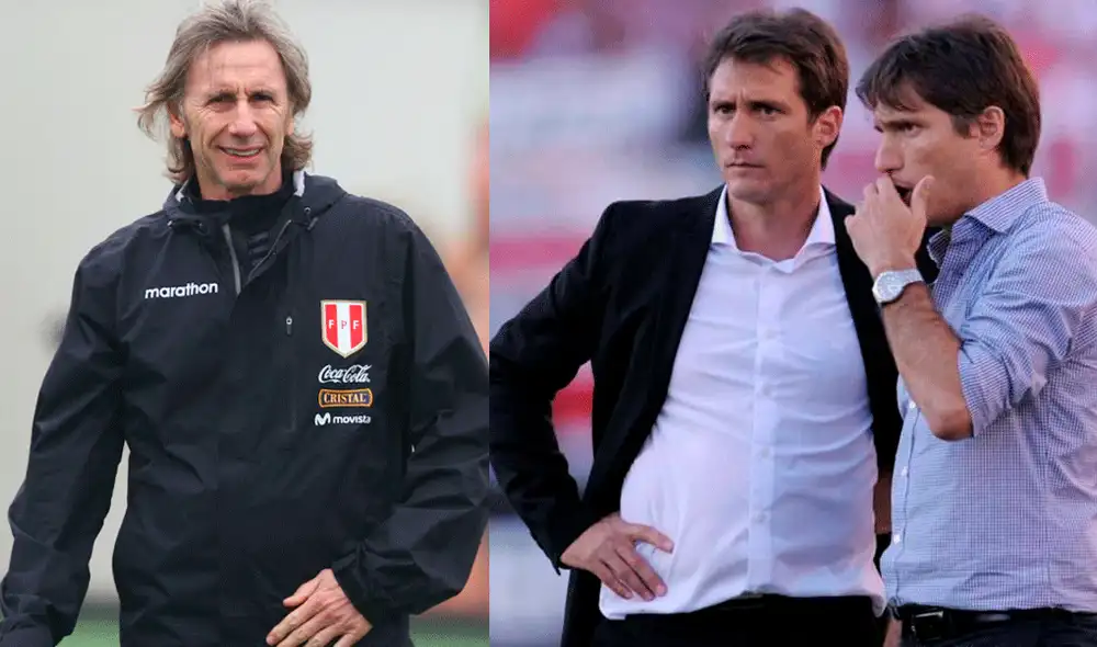 Ricardo Gareca y Nolberto Solano reciben a Guillermo y Gustavo Barros Schelotto en entrenamientos de la bicolor.