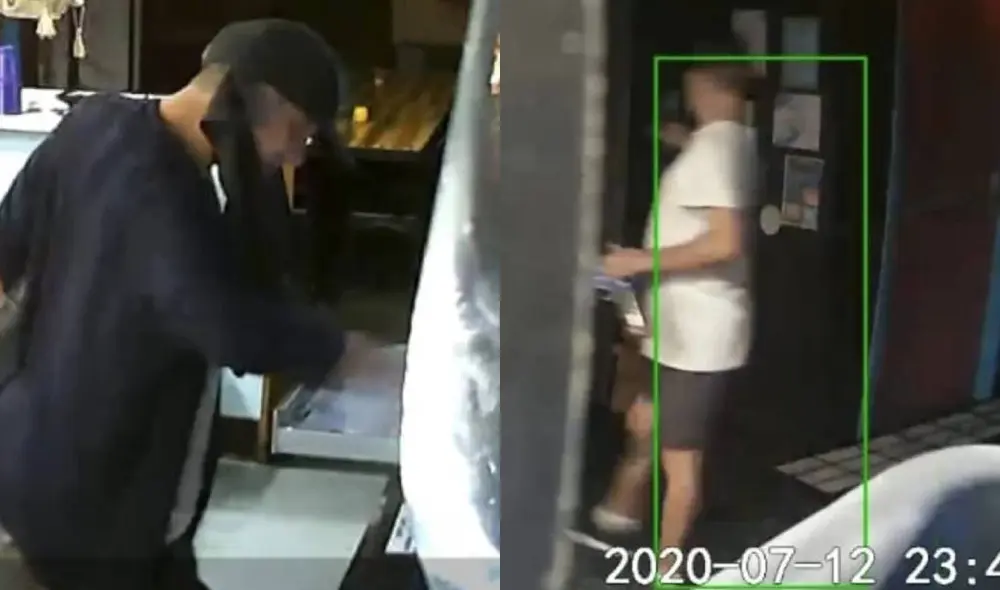 La cámaras de seguridad captaron el preciso momento en que el ladrón olvida el dinero. Foto: Facebook/YouTube/Phat Sammy's