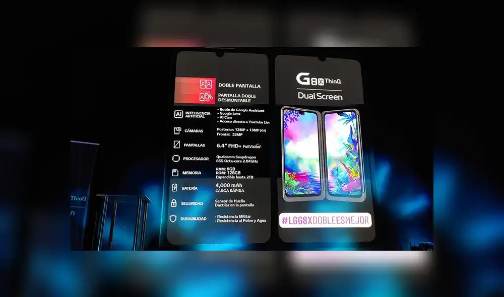 Características del LG G8XThinQ Dual Screem.