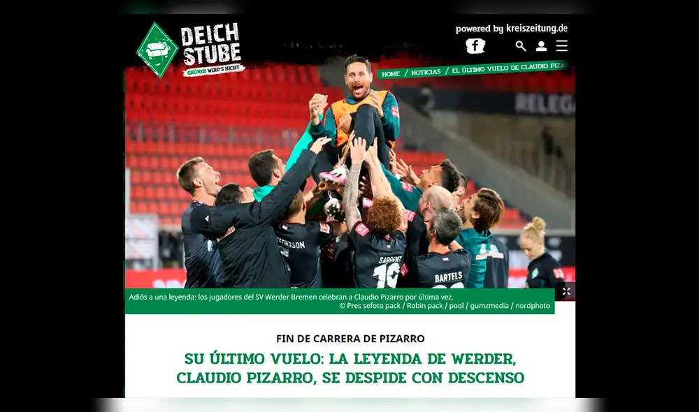 Claudio Pizarro recibe homenaje de prensa internacional tras retirarse del fútbol.