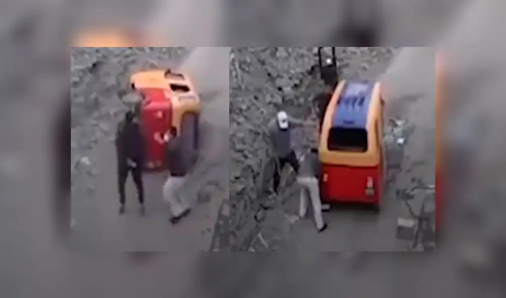 Antes de incendiar la mototaxi, vecinos la desmantelaron. Vehículo quedó inutilizable. Foto: Captura de video / 24 Horas Antes de incendiar la mototaxi, vecinos la desmantelaron. Vehículo quedó inutilizable. Foto: Captura de video / 24 Horas