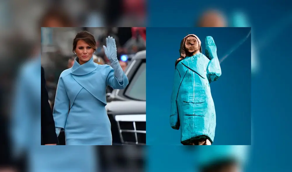 Melania y su estatua en su ciudad natal, Sevnica (Eslovenia). Foto: EP