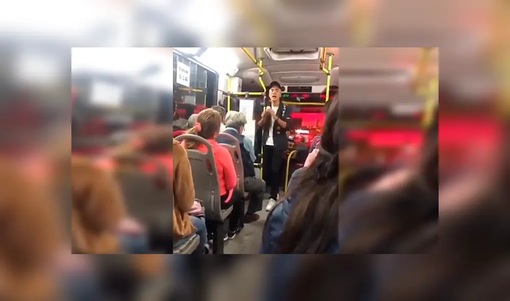 En Facebook, unos pasajeros de un bus quedaron sorprendidos cuando un joven subió para interpretar ‘Rebota’ y ‘Granito de mostaza’.