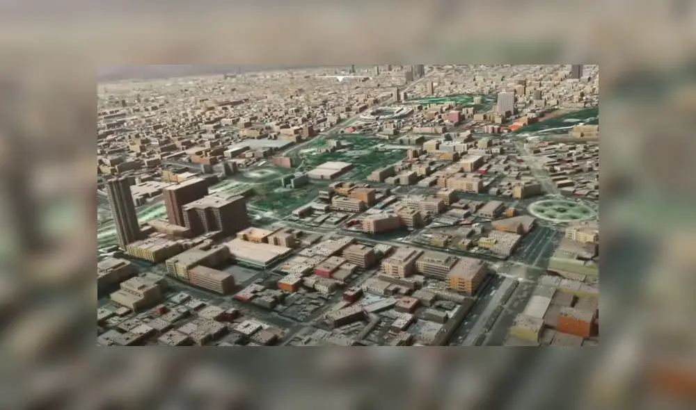 Izquierda Centro Cívico, derecha Paseo Colón y plaza Bolognesi.