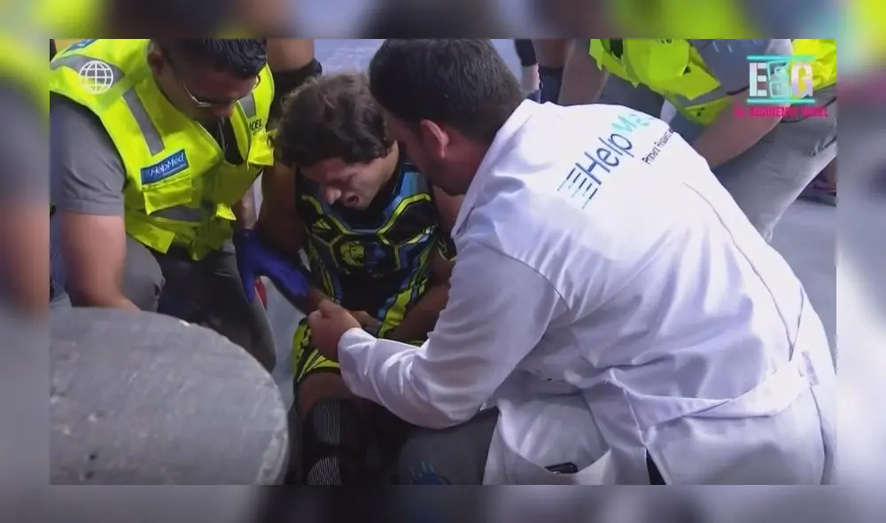 Patricio Parodi sufre caída en Esto Es Guerra. Foto: captura Patricio Parodi sufre caída en Esto Es Guerra. Foto: captura