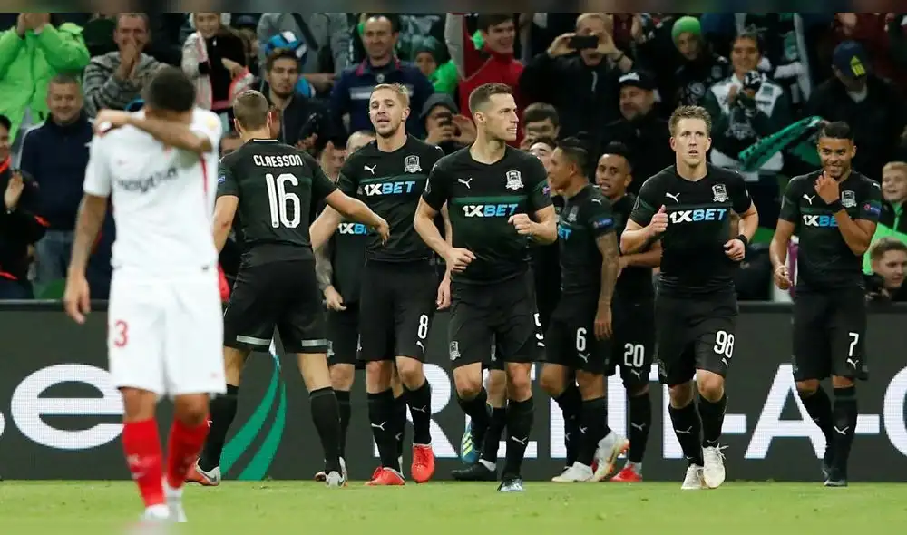 Krasnodar con Cueva logró remontar el partido 2-1 al Sevilla por la Europa League [RESUMEN]