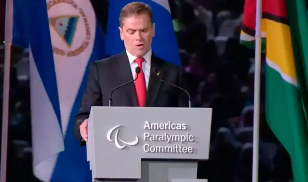 El emotivo discurso de Carlos Neuhaus, presidente del comité organizador de los Juegos Parapanamericanos 2019. (Foto:captura) El emotivo discurso de Carlos Neuhaus, presidente del comité organizador de los Juegos Parapanamericanos 2019. (Foto:captura)