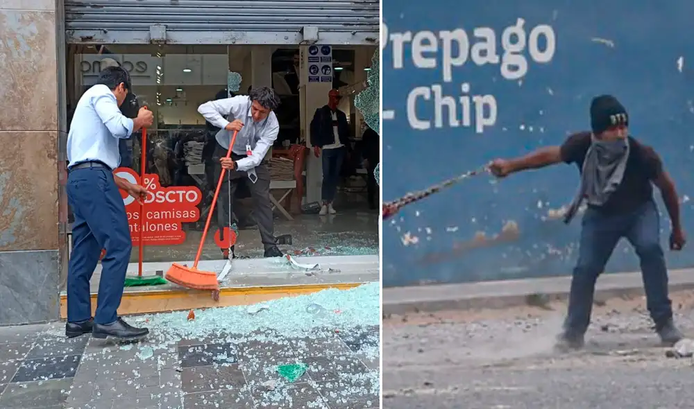 Desmanes. Protestantes causaron daños en tienda. Foto: Rodrigo Talavera/ LR