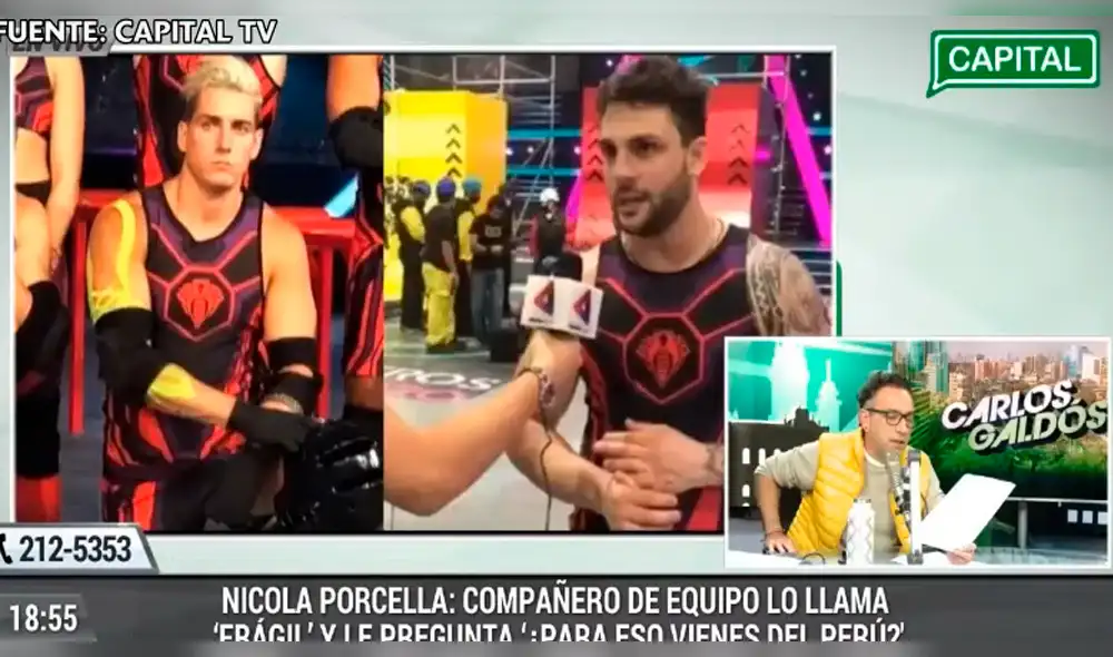 Carlos Galdós defiende a Nicola Porcella por burlas de los integrantes de Guerreros 2020 a causa de su sobrepeso