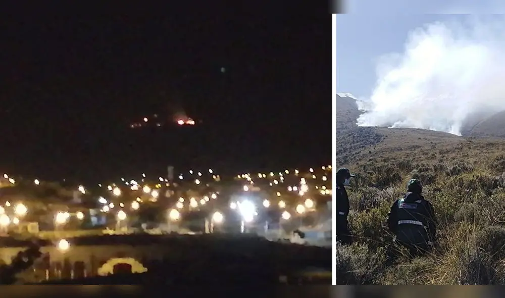 Incendio forestal en las faldas del volcán Chachani se puede ver desde cualquier punto de la ciudad de Arequipa.