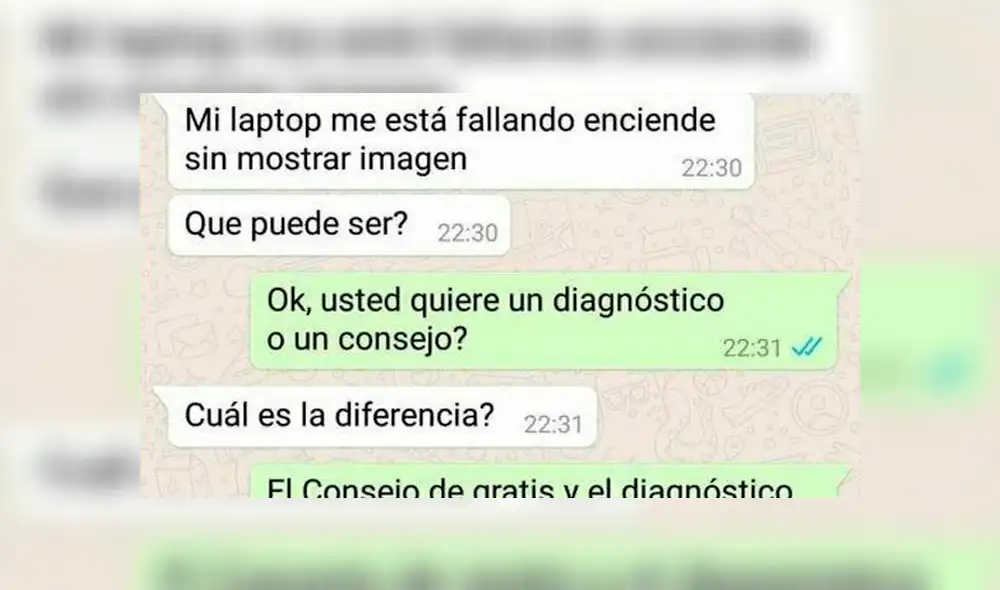 WhatsApp: pide ayuda a técnico para que arregle gratis su laptop, pero fue 'troleado' [FOTOS]