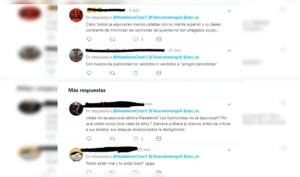 Tatiana Astengo le responde fuerte a Madeleine Osterling por polémico mensaje