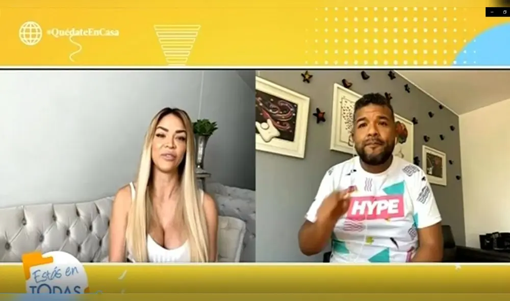Sheyla Rojas y Choca Mandros realizan programas sabatino acatando medidas. Fuente: América TV Sheyla Rojas y Choca Mandros realizan programas sabatino acatando medidas. Fuente: América TV