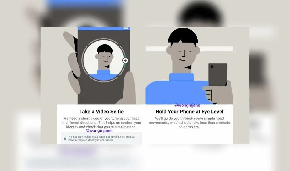 Facebook indica que nadie más verá este video y será borrado 30 días después que tu identidad sea confirmada.