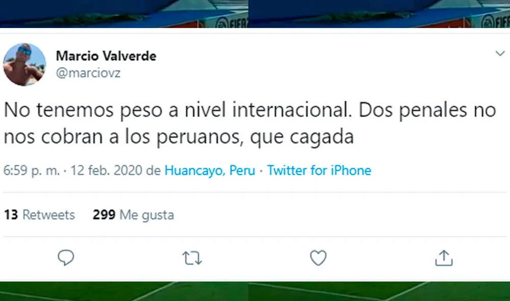 Marcio Valverde usó su cuenta de Twitter para quejarse de esto. Foto: Captura Marcio Valverde usó su cuenta de Twitter para quejarse de esto. Foto: Captura