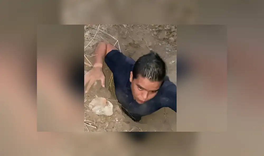 Un joven rescató a unos cachorros que estaban enterrados varios metros. Foto: Facebook