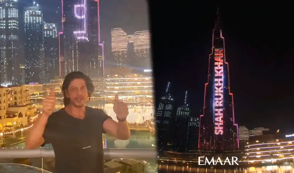Es el segundo año consecutivo que Shah Rukh Khan recibe homenaje en el rascacielos ícono de Dubai. Foto: composición Instagram Es el segundo año consecutivo que Shah Rukh Khan recibe homenaje en el rascacielos ícono de Dubai. Foto: composición Instagram