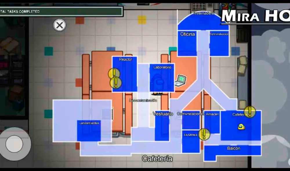 Mapa de Among Us - Mira HQ. (Fotos: captura Among Us)