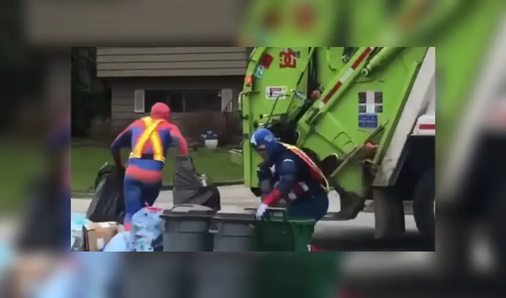 A través de YouTube se hizo viral el momento en que un par de recolectores de basura sorprenden a los niños vistiéndose de superhéroes.