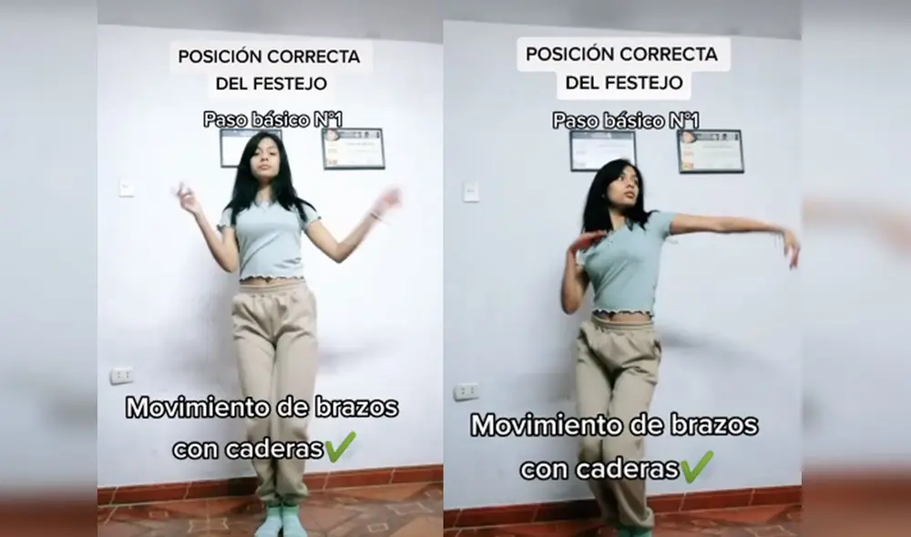 Desliza para ver más imágenes de este sencillo tutorial para que puedas aprender a bailar festejo de la manera correcta. Foto: captura de TikTok Desliza para ver más imágenes de este sencillo tutorial para que puedas aprender a bailar festejo de la manera correcta. Foto: captura de TikTok