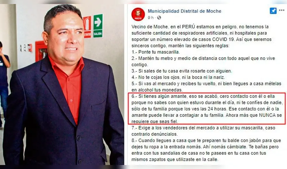 Municipalidad pide fidelidad en parejas para combatir el coronavirus