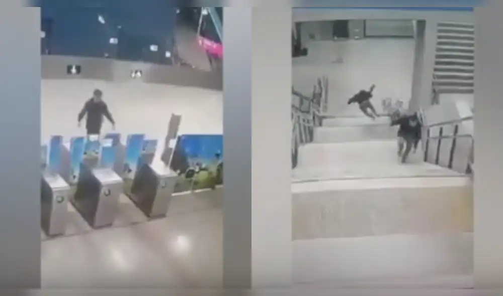 Chile: joven cayó por escaleras del metro al intentar evadir pago [VIDEO]