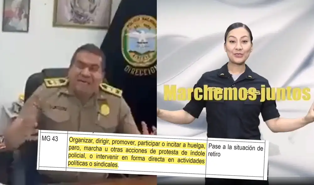 General Óscar Arriola fue uno de los efectivos policiales que convocaron abiertamente a la 'Marcha por la paz'. Foto: composición La República