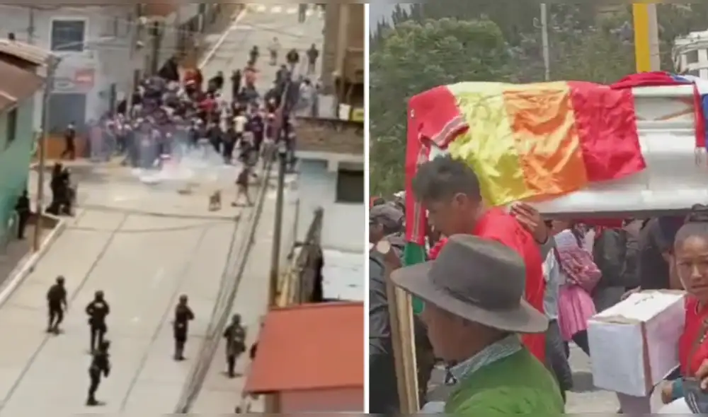 Enfrentamientos entre manifestantes y policía. Llevan los restos de los dos jóvenes fallecidos Enfrentamientos entre manifestantes y policía. Llevan los restos de los dos jóvenes fallecidos
