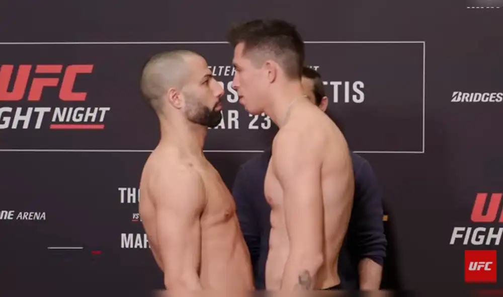 Jesús Pinedo y John Makdessi tienen intenso careo previo a UFC Nashville [VIDEO]