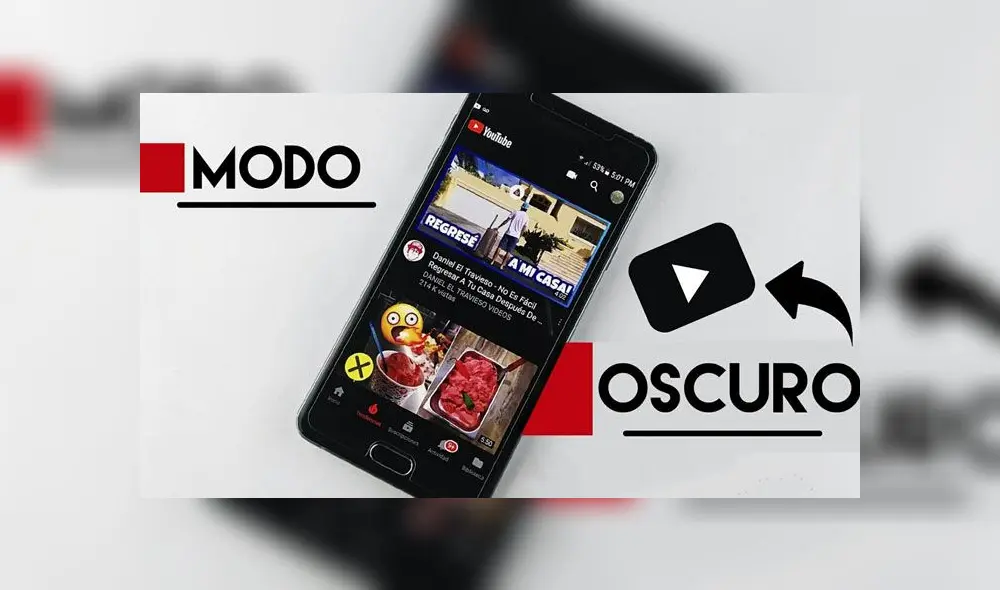 El 'modo oscuro' de YouTube en la versión móvil.