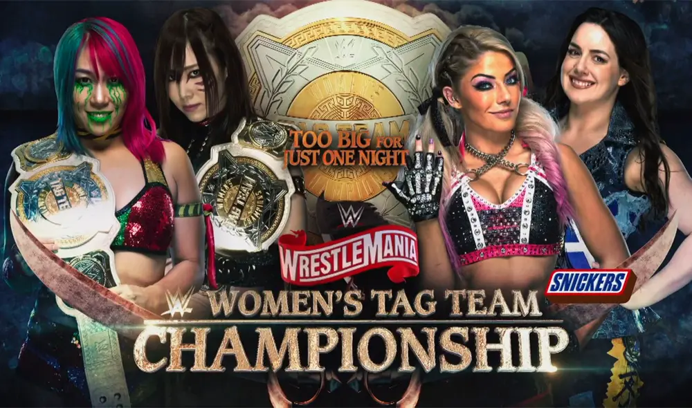 WrestleMania 36: The Kabuki Warriors (c) vs. Alexa Bliss y Nikki Cross por los títulos en parejas de la WWE. | Foto: WWE