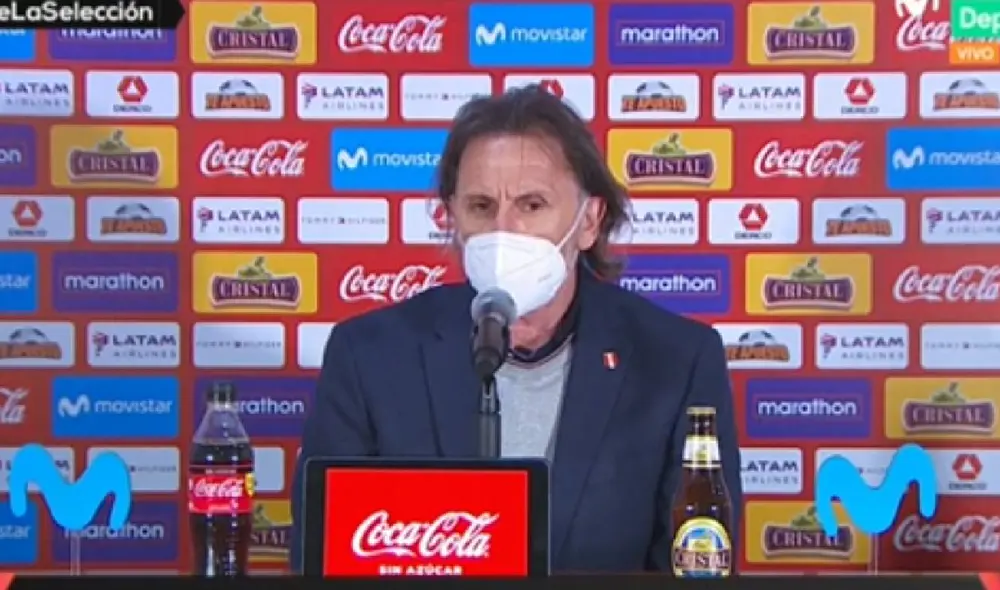 Ricardo Gareca se refirió sobre el arbitraje de Bascuñán. Foto: Captura de Movistar