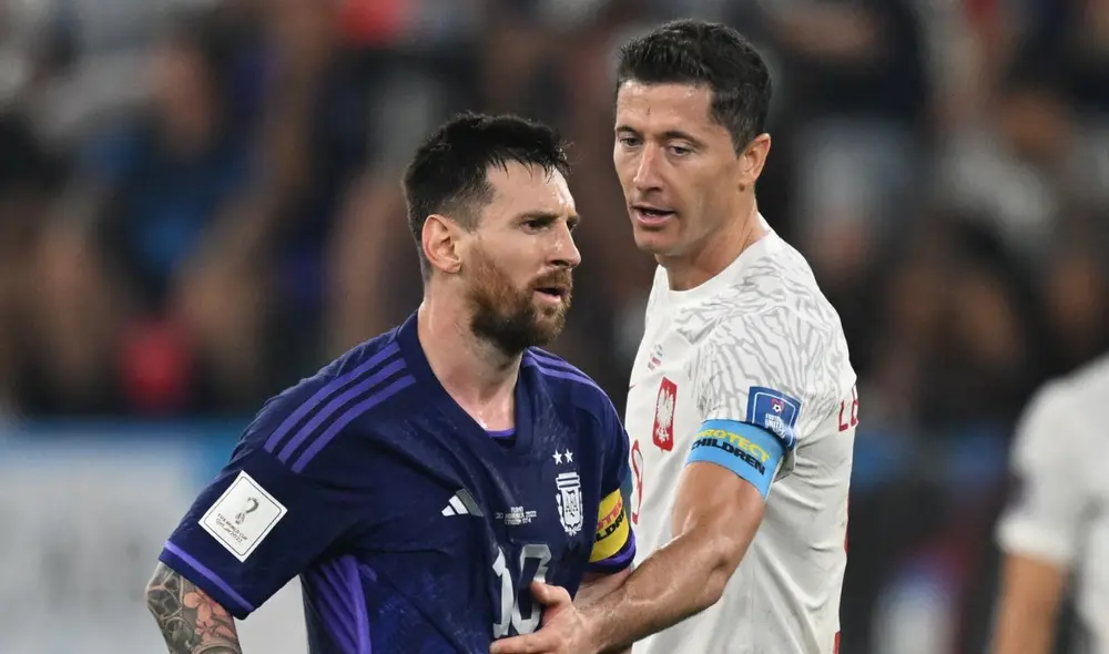 Messi y Lewandowski se enfrentaron en la tercera fecha del Grupo E de Qatar 2022. Foto: AFP