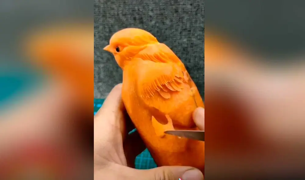 Desliza las imágenes para ver el resultado de esta increíble escultura que hizo un joven artista en una zanahoria. Foto: captura de TikTok/decompression3 Desliza las imágenes para ver el resultado de esta increíble escultura que hizo un joven artista en una zanahoria. Foto: captura de TikTok/decompression3