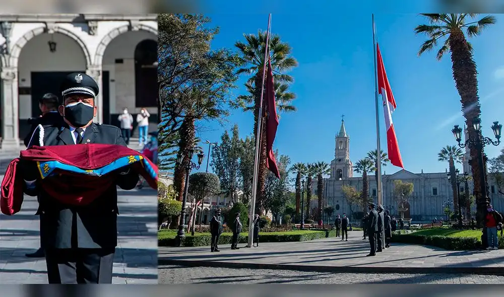 Este año la actividad se vio resumida solo al izamiento de las banderas en la plaza de armas de Arequipa. Este año la actividad se vio resumida solo al izamiento de las banderas en la plaza de armas de Arequipa.