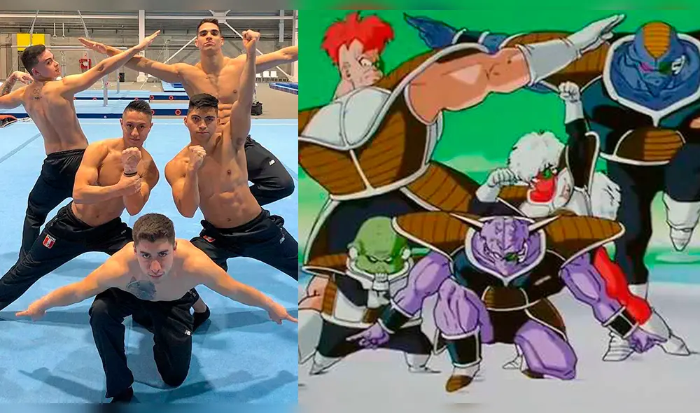 Juegos Panamericanos 2019: selección gimnasia peruana masculina posa como las Fuerzas especiales Ginyu de Dragon Ball Z.