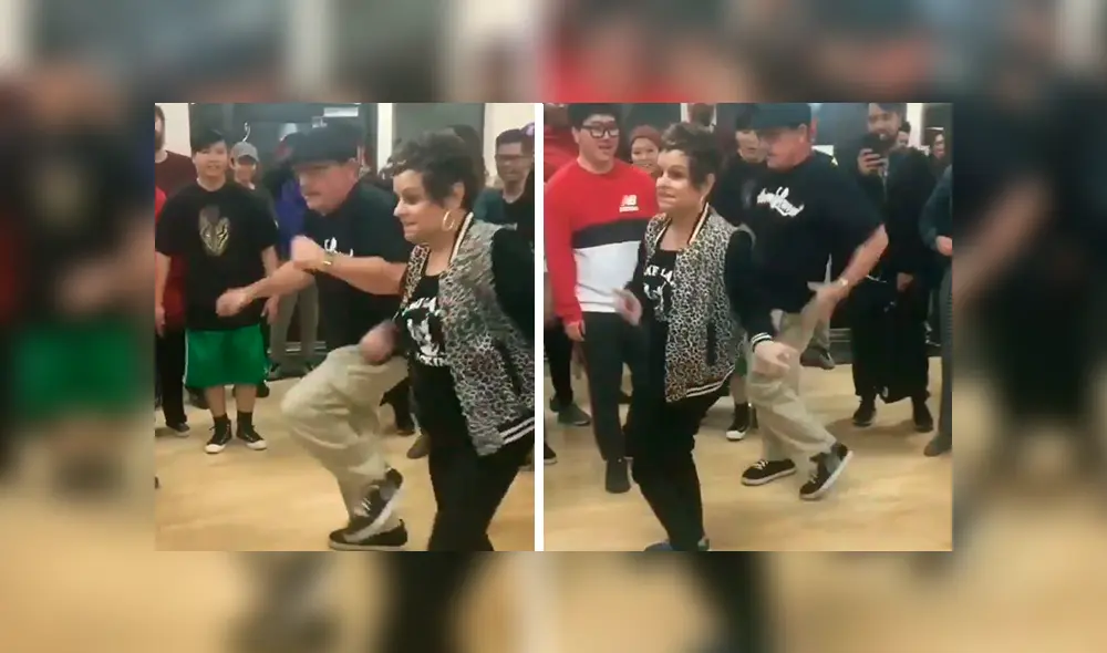 En Facebook, los esposos asombraron con sus singulares movimientos en una clase de baile.