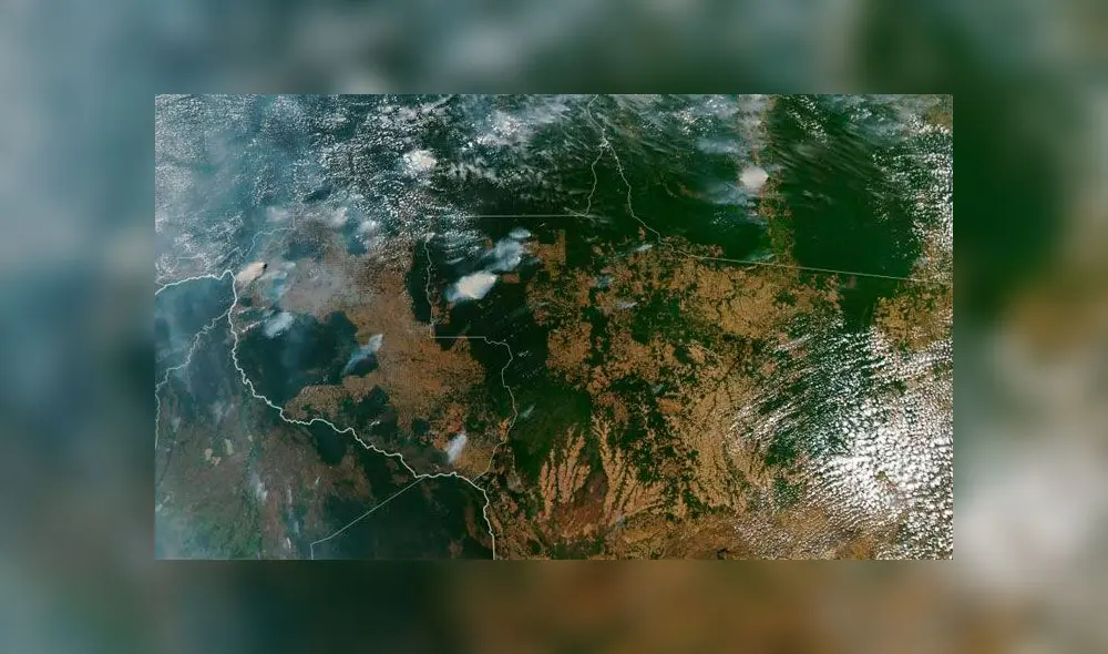 Los incendios ocasionados por la actividad humana están secando la atmósfera de la selva amazónica. Foto: NASA.