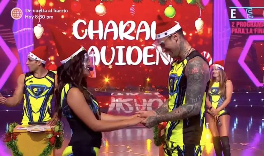 Angie y Jota protagonizaron una escena romántica durante el programa. Foto: captura de América TV