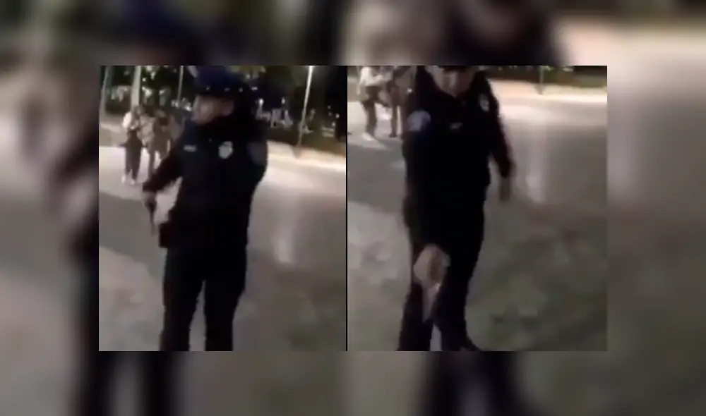 Perro ladra a policía y este le apunta con su arma