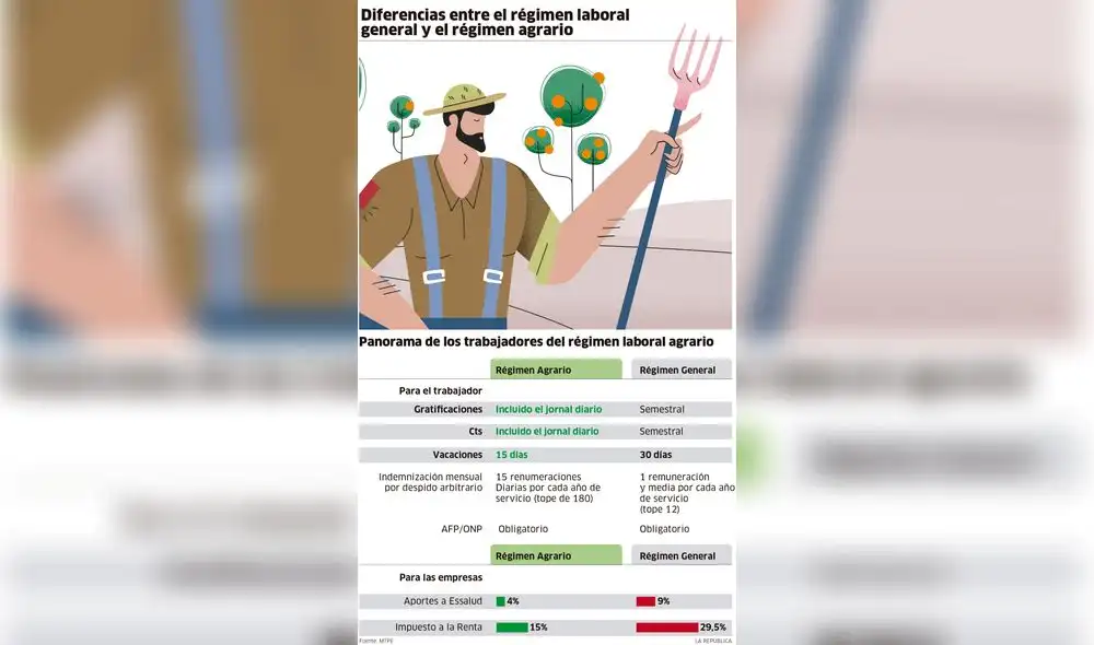 Diferencias entre el régimen laboral general y el régimen agrario
