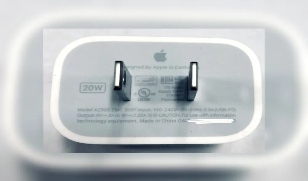 Imagen filtrada del cargador de carpa rápida de 20 W. Foto: macrumors.