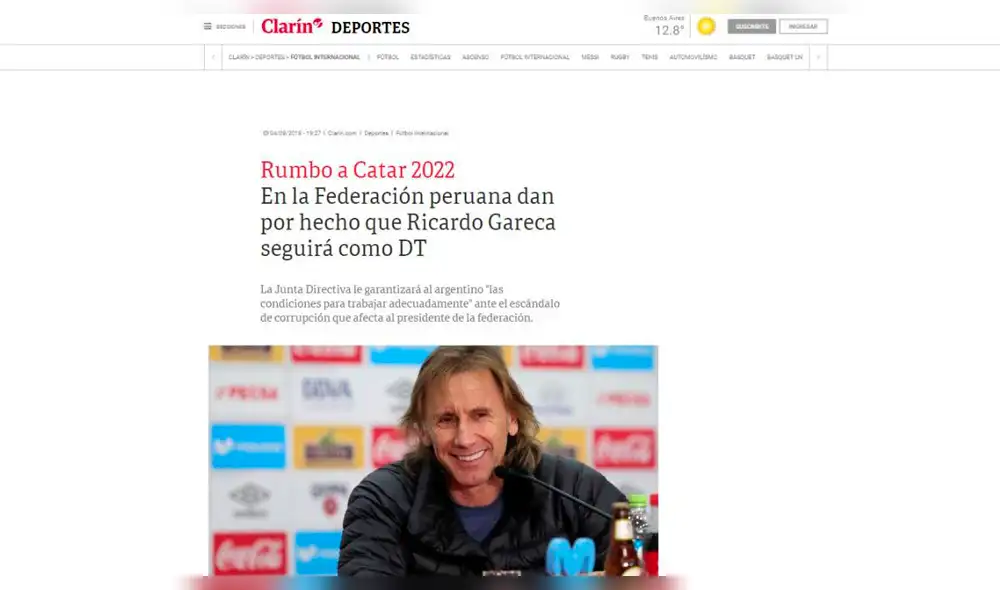 Ricardo Gareca fue noticia internacional tras su casi renovación con Perú