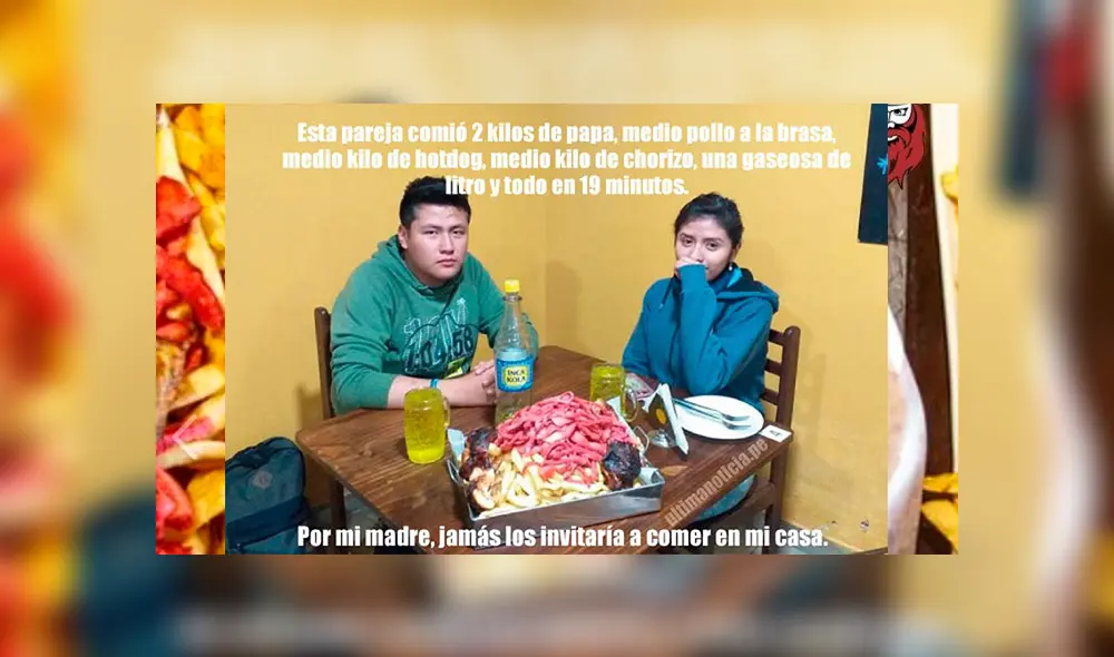 Vía Facebook: pareja peruana consume mega salchipapa de 3 kilos y este fue el resultado [VIDEO]