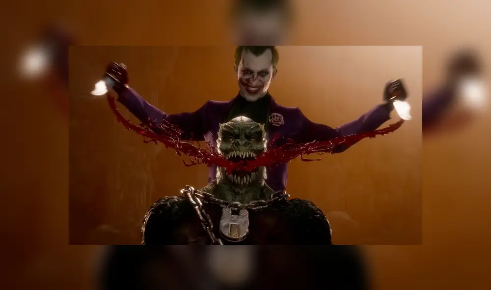 Mortal Kombat haciéndole su característica sonrisa a Baraka en Mortal Kombat 11. Mortal Kombat haciéndole su característica sonrisa a Baraka en Mortal Kombat 11.