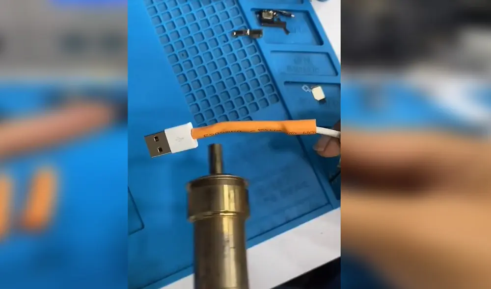 Acerca un encendedor y verás que empieza a adherirse al cable. Foto: Captura de YouTube