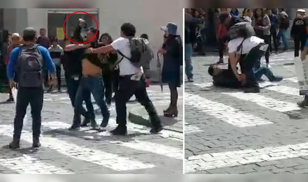 Un testigo registró al candidato sujetando al delincuente, mientras este intentaba librarse.