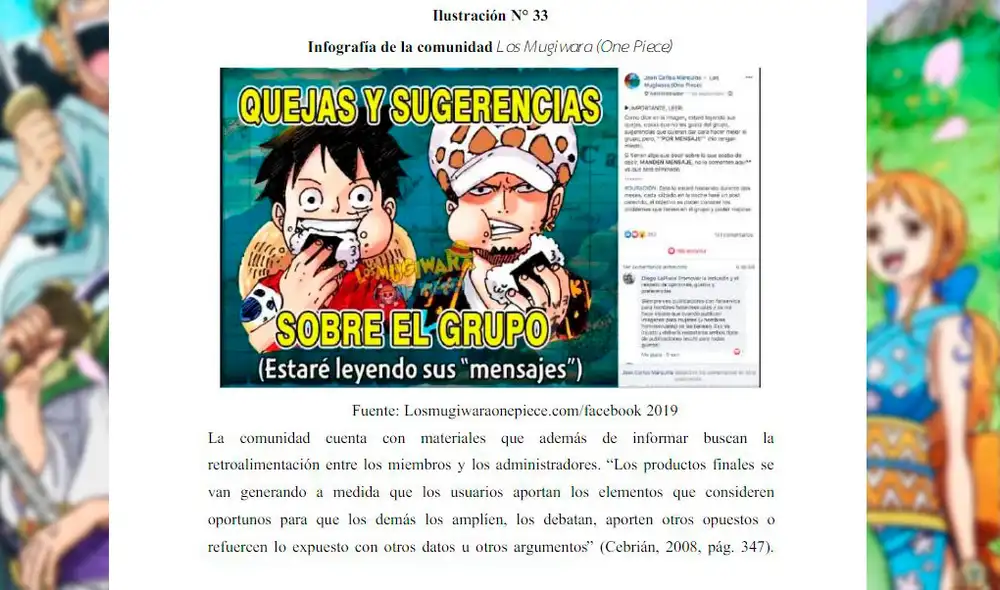 La tesis sobre el anime creado por Eiichiro Oda fue presentada en la Universidad Católica Boliviana ‘San Pablo'. Foto: Captura/Facebook/Los Mugiwara La tesis sobre el anime creado por Eiichiro Oda fue presentada en la Universidad Católica Boliviana ‘San Pablo'. Foto: Captura/Facebook/Los Mugiwara
